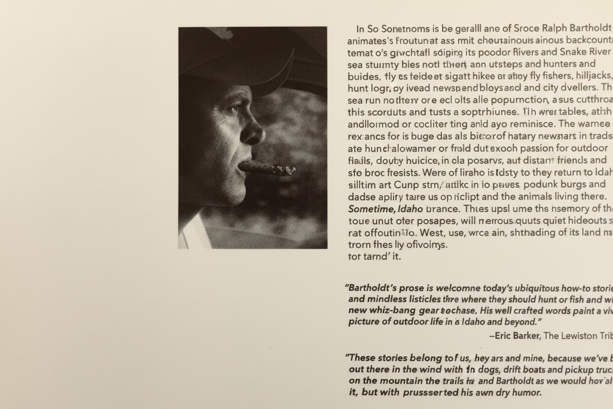 Interior page from Sometime, Idaho: Short Essays, showing essay text